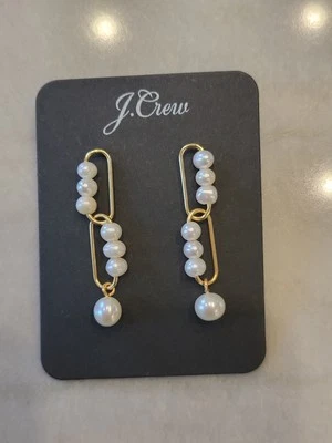 Pendientes colgantes enchapados en oro con perlas J Crew Foto 1 de 2