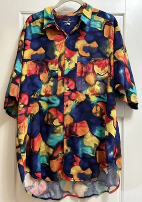 Винтажная футболка на пуговицах Guess Georges Marciano КРАСОЧНАЯ США L B42 - Изображение 1 из 4