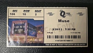 Muse Tour Konzert Ticket Stub 28.02.13 Quicken Loans Cleveland Ohio Vintage alt - Bild 1 von 2
