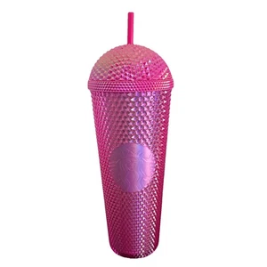 Starbucks 2025 Iridescent Pink Bling Studded 24oz Cold Cup Dome Tumbler - Neu - Bild 1 von 8