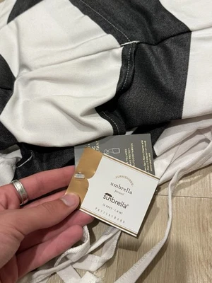 Pottery Barn Umbrella Replacement Canopy 6ft Sunbrella-Black/White Stripe NEW - Image 1 of 3