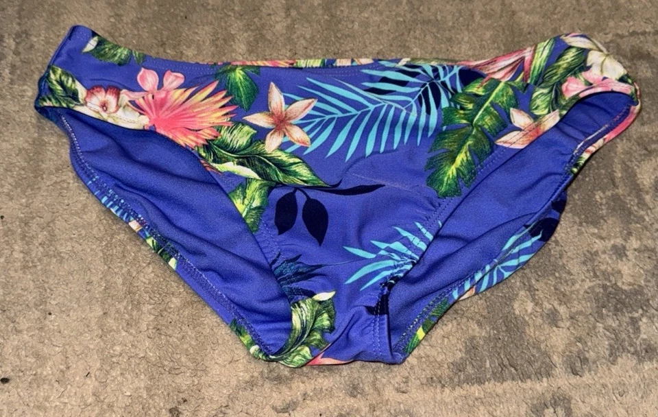 Gap Youth Girls Tropical Print Low Rise Bikini Bottom Size XXL 14-16 Blue-ish - Image 1 of 3