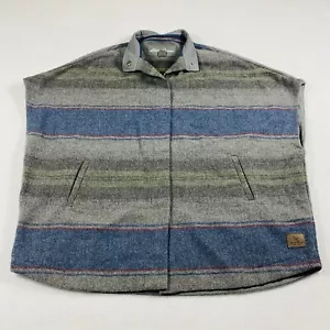 Eddie Bauer Poncho Cape Vest Women’s Small Wool Blend Oversized Striped Boho - Picture 1 of 10