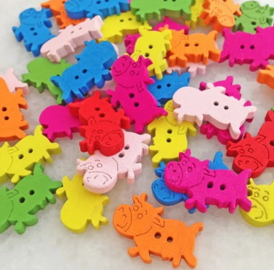 100Pcs Wood Button 2 Holes Mixed Color Scrapbooking DIY Sewing Craft Znk219 - Image 1 of 4