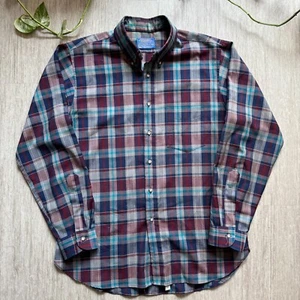 Vintage 60s 70s Pendleton Sir Pendleton Wool Board Shirt L USA Plaid Button Down - Picture 1 of 8