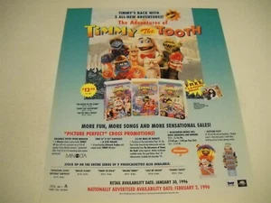 TIMMY THE TOOTH Is Back With 3 All-New Adventures original 1995 Promo Display Ad - Picture 1 of 1