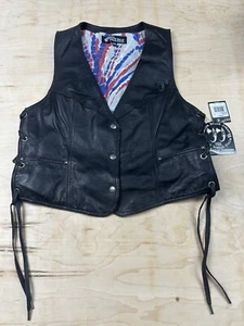 Volcom x Jennifer Herrema Collectable “Blade Leather Vest” Black Vest - Size L - Picture 1 of 7