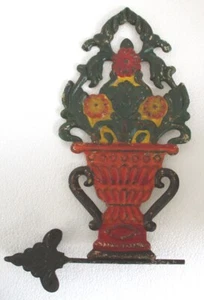 IRON FLOWER POT WITH FLOWERS WEATHER VANE / WEATHERVANE - Picture 1 of 5