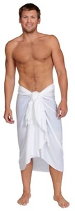 1 World Sarongs Mens Solid White Sarong - Picture 1 of 2