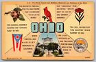 Ohio State Capitol McKinley Memorial Emblems Stae Cardinal Buckeye VNG Postcard