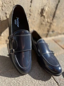 Monk blu, vera pelle - Colore blu - Made in Italy - Imagen 1 de 7