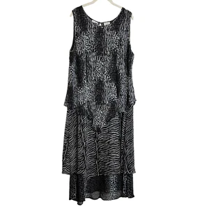 Phool Damen Lagenlook Maxikleid XL Mix Animal Print Ärmellos Chiffon Artsy - Bild 1 von 7