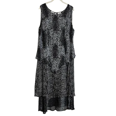 Phool Womens Layered Maxi Dress XL Mixed Animal Print Sleeveless Chiffon Artsy - image 1 of 4