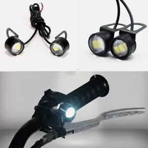 2x Motorcycle Headlight LED Eagle Eye Daytime Running Lights White Lamp DC 12V - Picture 1 of 10