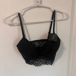 Frederick's of Hollywood Lace Bralette Padded Adjustable Straps Black Medium NWT - Picture 1 of 6