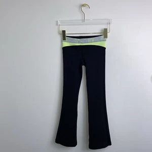 Ivivva Sz 6 Girl PANTS REVERSIBLE Flare/Bootcut Yoga Leggings BLACK/Green Y2K - Picture 1 of 11
