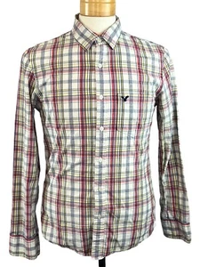 American Eagle Shirt Mens Small Striped Long Sleeve Vintage Fit White Pocket - Picture 1 of 12
