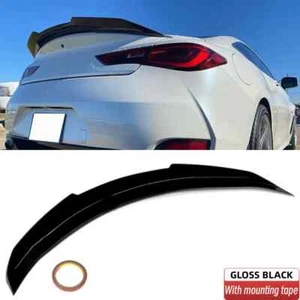 FOR 2017-22 INFINITI Q60 PSM STYLE GLOSSY BLACK HIGH KICK DUCKBILL TRUNK SPOILER - Picture 1 of 11