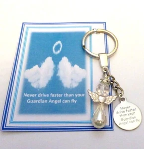 Never Drive Faster than Your Guardian Angel can Fly Key Ring Gift for Car Keys - Picture 1 of 2