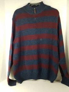 Ralph Lauren Chaps Burgundy Navy Mens XL Cotton Knit Sweater 1/4 Zip $70.00 HHRW - Picture 1 of 8