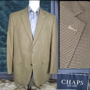 Chaps Sport Coat Jacket Mens 44L Beige Houndstooth Single Vented - Bild 1 von 10