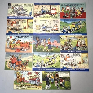 VINTAGE 1940's HILLBILLY HUMOR POSTCARDS WW2 WWII ERA FUNNY RISQUE COMICS LOOK! - Picture 1 of 16