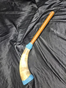 Vintage Cow Horn Rattle – Handmade Wood Handle Shaker 15" - Picture 1 of 6
