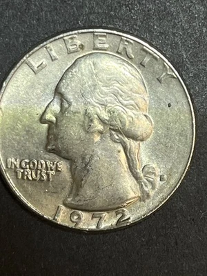 1972 US Error Qtr Mint Mark D filled,DIE CHIP obverse,DDO, DDO, Die chip obverse - Image 1 of 2