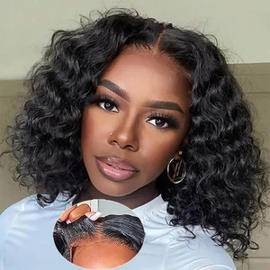 Wear and Go Glueless Wigs Human Hair Pre Plucked Deep Wave Bob Wig Human Hair... - Bild 1 von 6