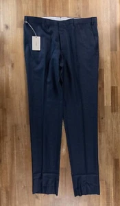 BRIONI blue flat front wool dress pants authentic Size 40 US 56 IT NWT - Picture 1 of 6