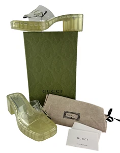 Gucci NIB $450 Auth 10 US 40 EU Logo Rubber Platforms Slides Sandals Shoes Bag - Picture 1 of 21
