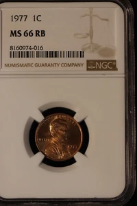1977 LINCOLN MEMORIAL CENT NGC MS66 RD #016 - Bild 1 von 6
