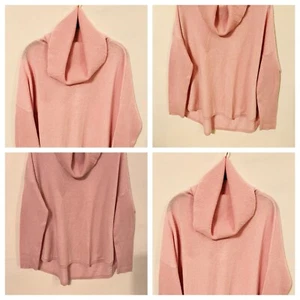 Vertical Design 100% 2-Ply Cashmere Cowl Neck Tunic Sweater Sz L Pink - Picture 1 of 6