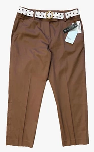 Larry Levine braune Baumwoll-Knöchelhose ~ mit Stretch/Taschen/Gürtel ~ Damen 8P ~ Neu mit Etikett! - Bild 1 von 6
