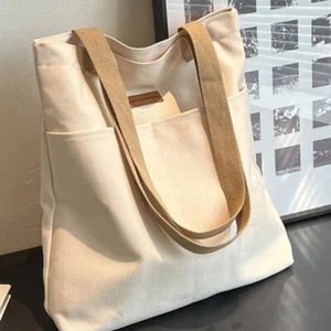 Girls Fashion Canvas One Shoulder Large Tote Bag Outdoor Picnic Handbag - Picture 1 of 25