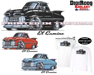 Chevrolet Chevy Vintage El Camino 1959 DigiRods Koolart Cartoon Auto Kunst T-Shirt - Bild 1 von 7