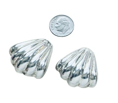 Vintage Sterling Silver Earrings Taxco Mexico 925 Shell Clip On Signed - Image 1 of 4