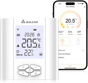 SALCAR Termostato Inteligente Caldera Termostato De Calefacción WLAN T5W Termost - Foto 1 di 12