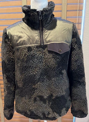 Jeans VERONICA BEARD Marrón Oliva Camuflaje Kylan Imitación Sherpa Polar Pullover Talla M Foto 1 de 4