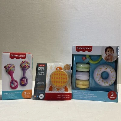 Fisher-Price Baby Newborn Toys Rattle 'n 2 Count (Pack of 1), Pink/Purple-DMG BX - Image 1 of 4