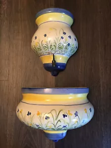 Jay Willfred div Andrea by Sadek Lavabo 2 pc Wall Pocket Planter Portugal ~ RARE - Picture 1 of 12