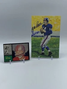 YA Tittle signed New York Giants HOF 1971 Goal Line Art Card w 1962 Topps Card - Picture 1 of 4