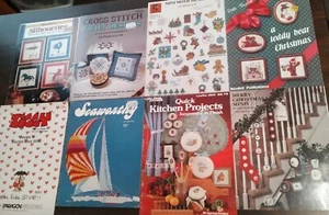 Lot of 8 Cross Stitch Pattern Books Quilt Ziggy Christmas Sailing Weathervane - Picture 1 of 12