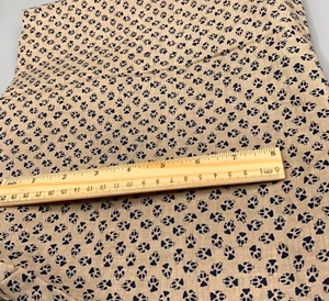 Vtg Cranston Print Work BLUE TAN DOG PETITE PAW PRINTS Cotton Fabric 26x44” - Picture 1 of 1