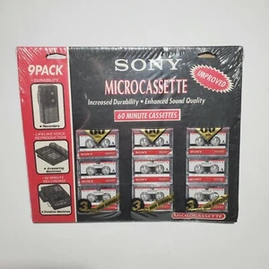 9 Pack Sony Microcassette 60 Minute Cassettes Brand New Sealed #811846 - Picture 1 of 7