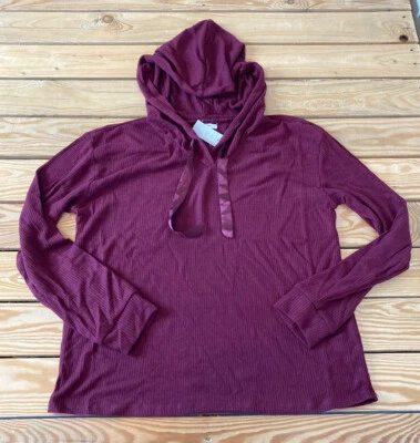 Maurice’s NUEVO CON ETIQUETAS $29.90 Mujer’s Acanalado Pullover Sudadera con Capucha Talla XS Granate L1 Foto 1 de 4
