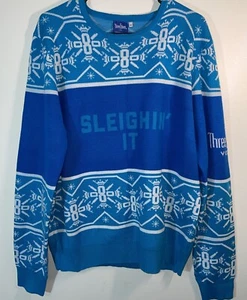 Three Olives Vodka Blue Christmas Sweater Sleighin’ It Party Size XL - Picture 1 of 5