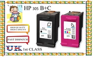 a pair of 305 Black And Colour Ink Cartridges For HP deskjet 2700 2710 printer - Picture 1 of 1