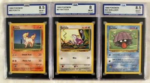 Pokémon  ISA Graded Card Lot Ponyta #60/ Rattata #61/ Shellder #54 LOOK! - Picture 1 of 2