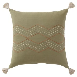 BNWT 2 X IKEA HALLVI HANDMADE OLIVE GREEN 100% COTTON CUSHION COVER 50c50CM - Picture 1 of 3